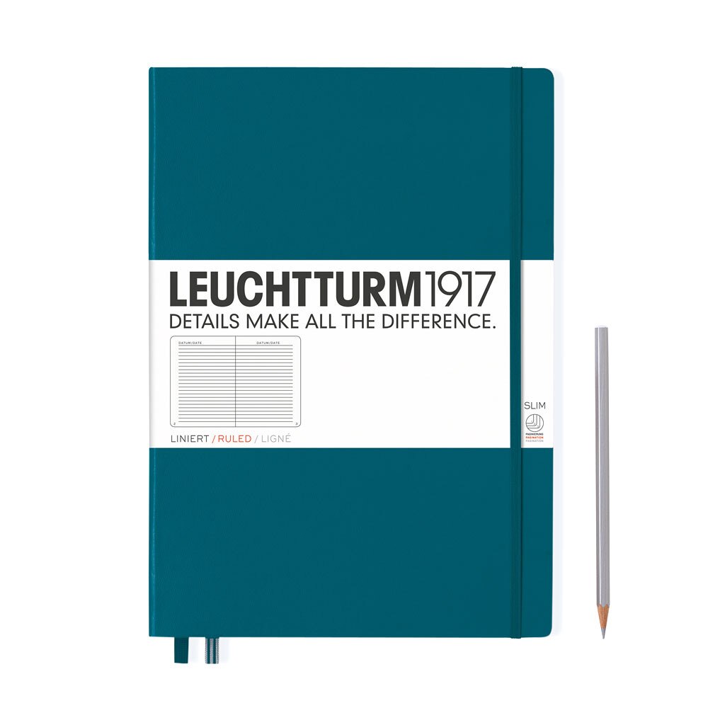 Leuchtturm 1917 Master Slim A4+ Hardcover Notebook 121ct – Pacific – Ruled